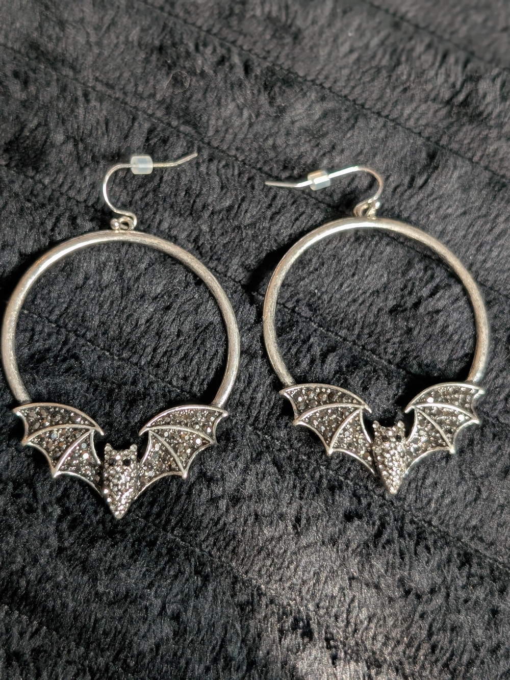 Silver Bat Hoop Earrings - Women's Gothic Jewelry